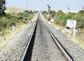 A railway track or railway line isÃÂ a set of two parallel rows of long pieces of steel.